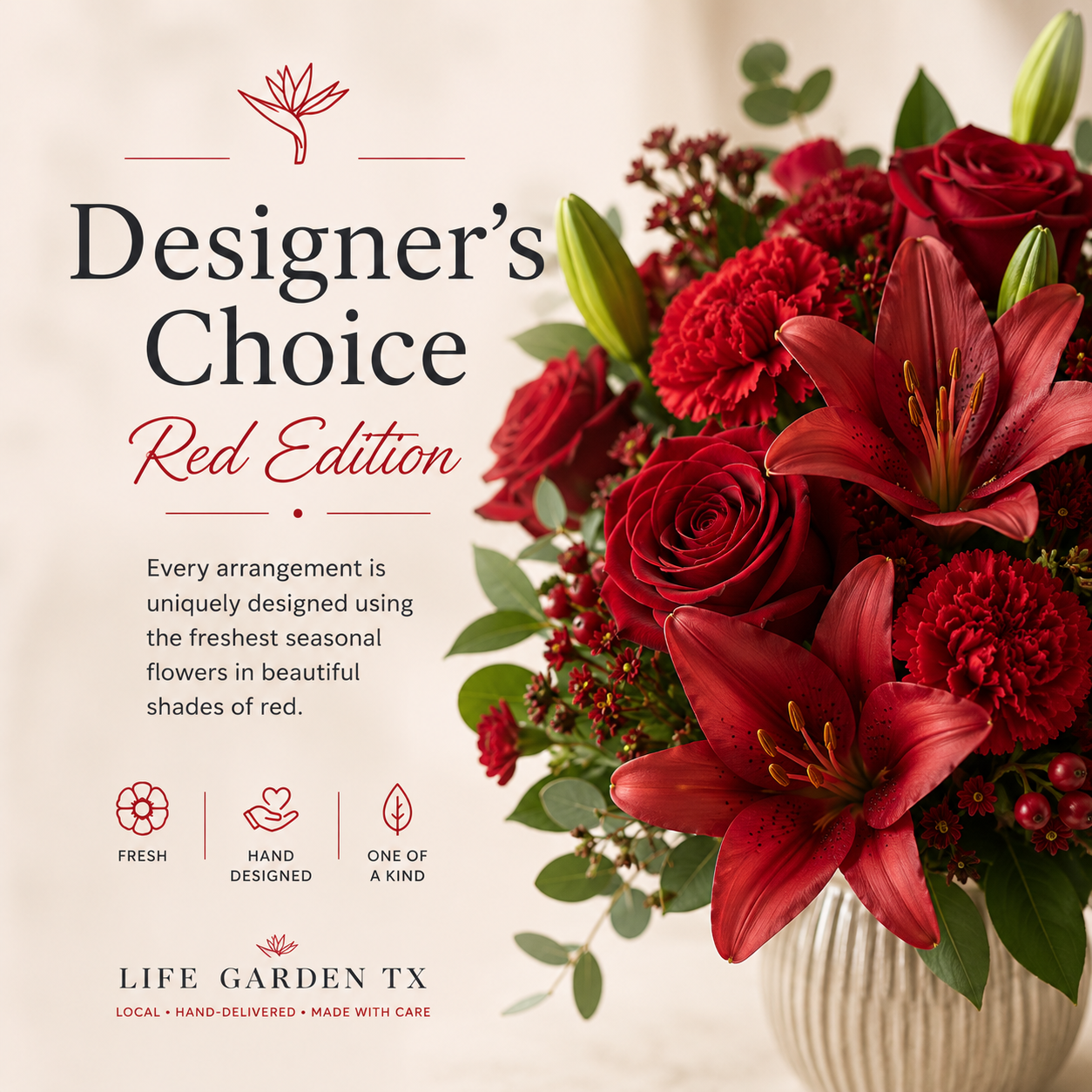 Red Designer's Choice Flower Arrangement