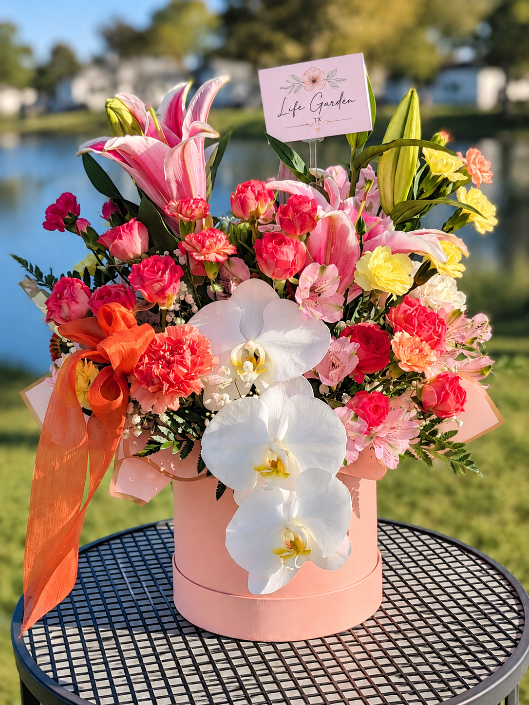 Deluxe Orchid Bloom Hat Box