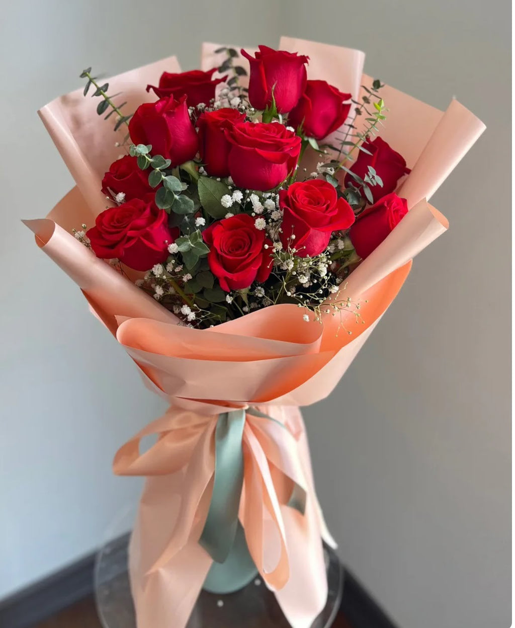 12 Red roses Wrap bouquet