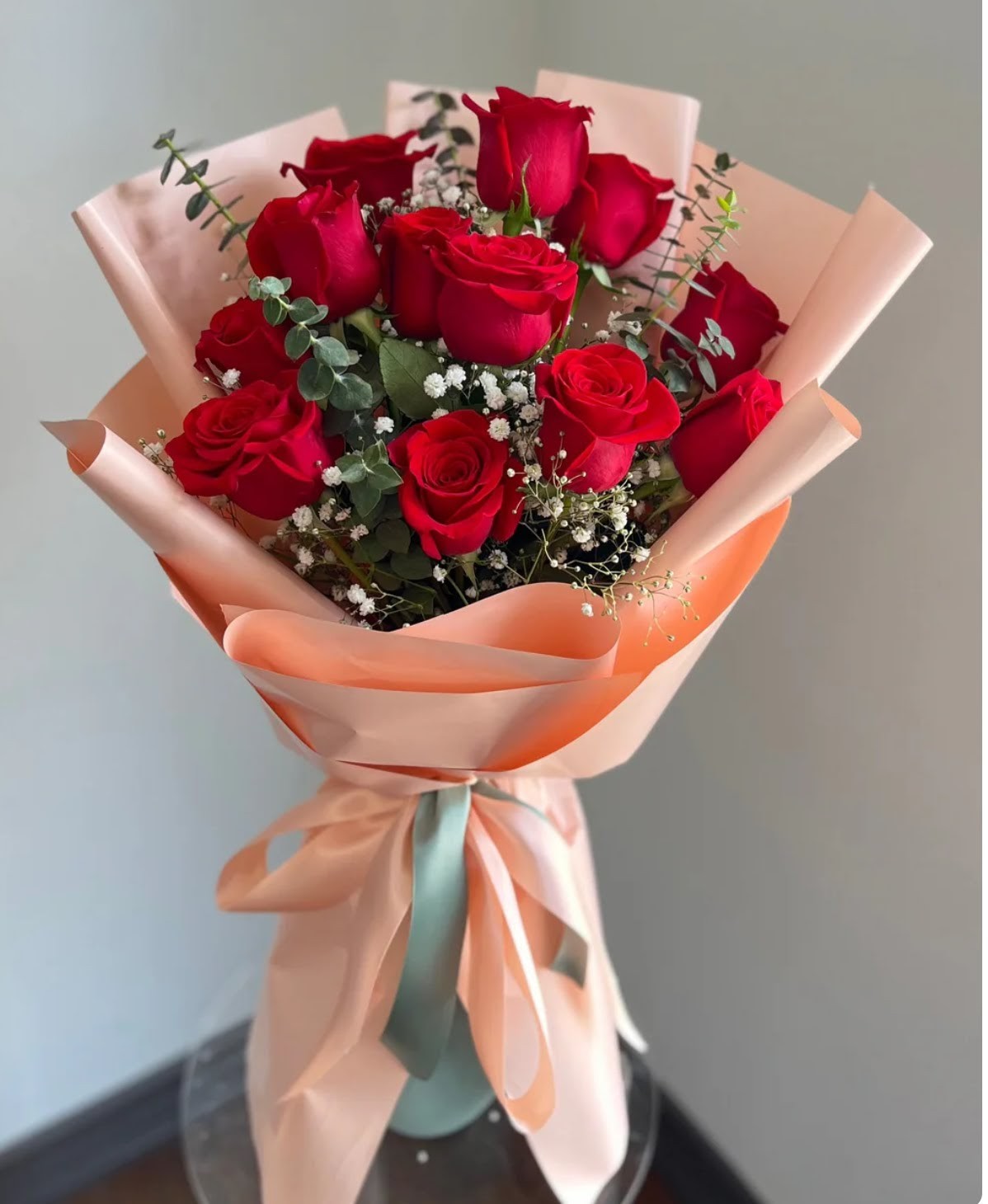 12 Red roses Wrap bouquet