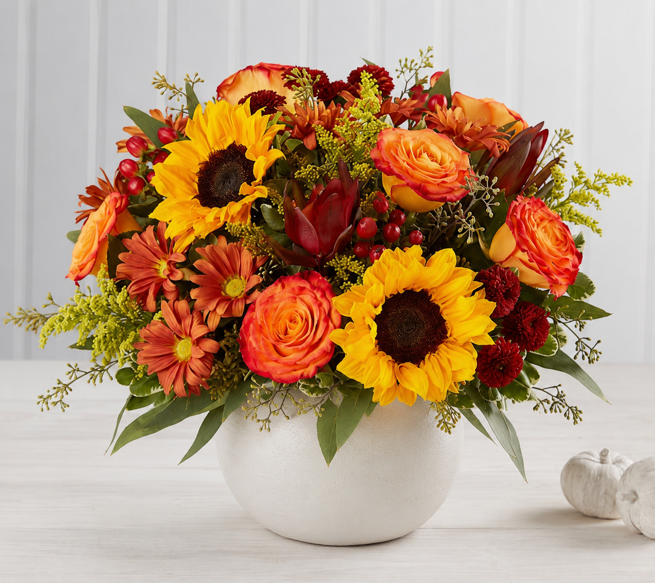 Fall Sunflower & Orange Rose Bouquet