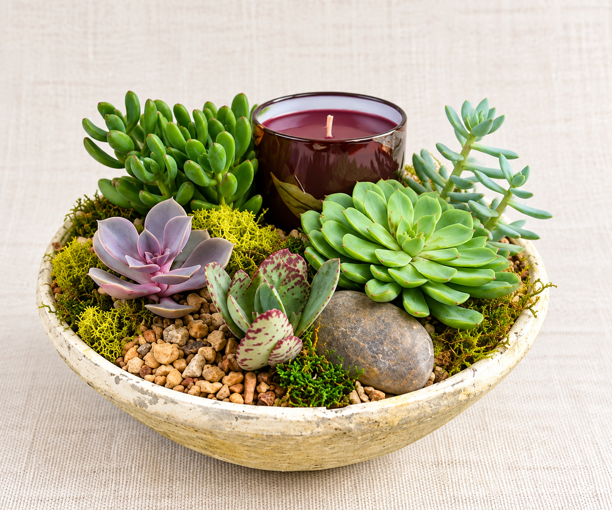 Succulent & Scented Candle Garden